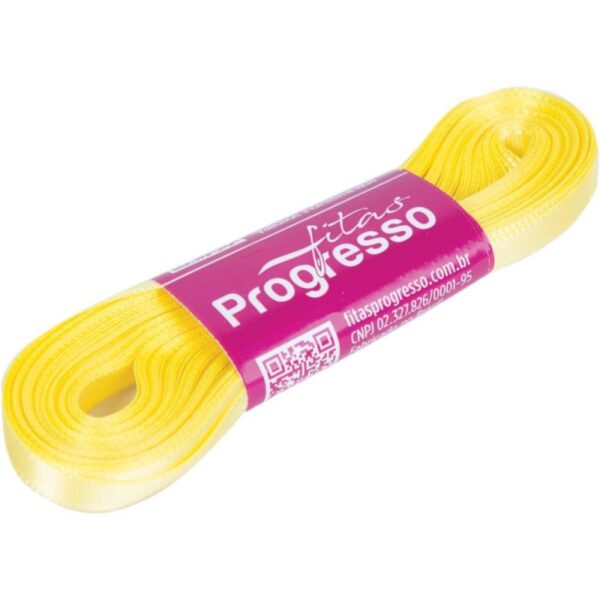 FITA DE CETIM 07MM 10M. AMARELO CANARI 242 - FITAS PROGRESSO