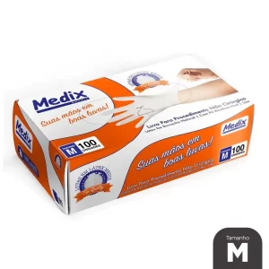 LUVA LATEX PROC N/C M MEDIX C/PO C/100
